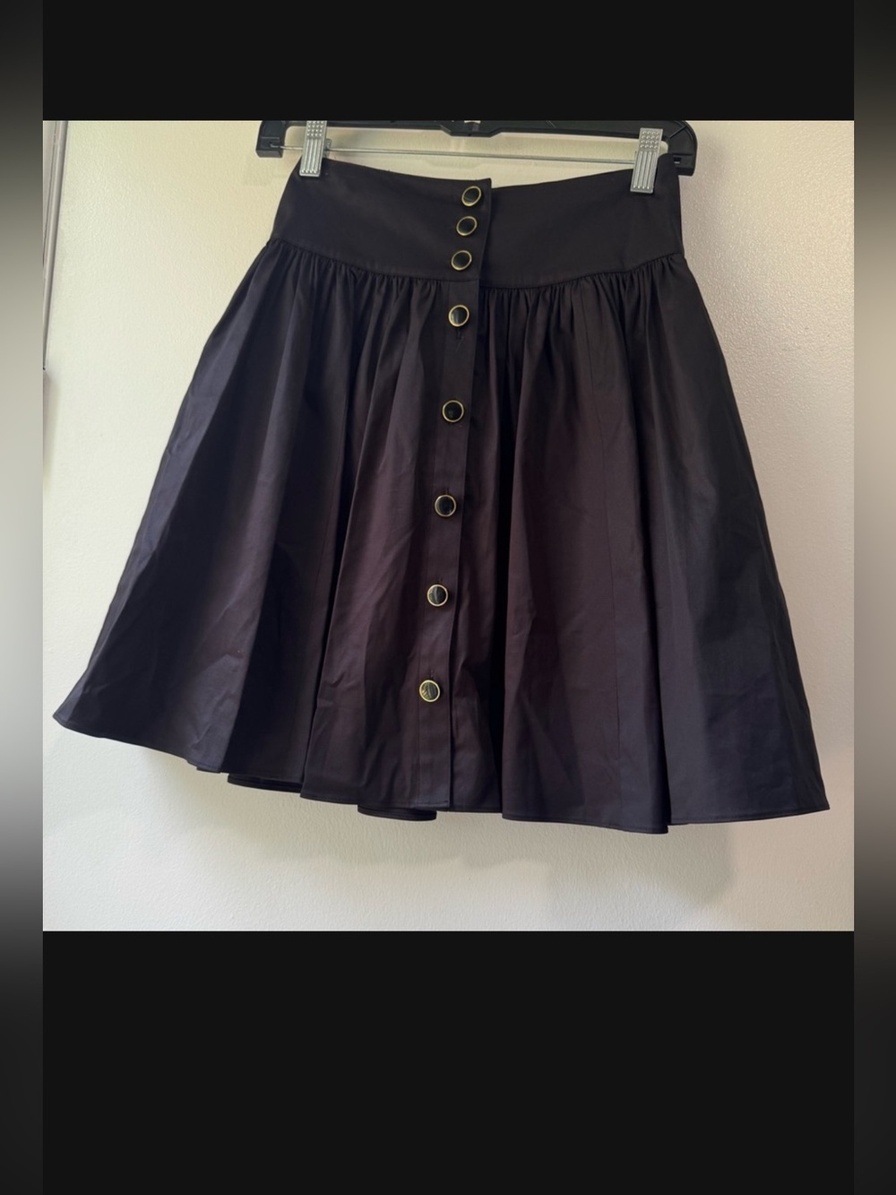 Reiss Black A-Line Skirt with Button Detail
